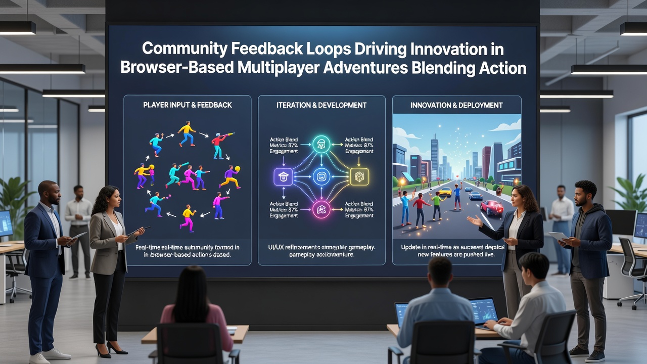 Group of children using strategy and puzzle tools within a colorful browser multiplayer adventure interface